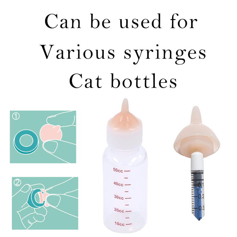 Feeding Silicone Nipple and Syringes for Newborn Kittens, Puppies, Rabbits, Small Animals Dongdong pet (1 Bottle+2 Mini Pink Nipples+4 Syringes) 1 Bottle+2 Mini Pink Nipples+4 Syringes - PawsPlanet Australia