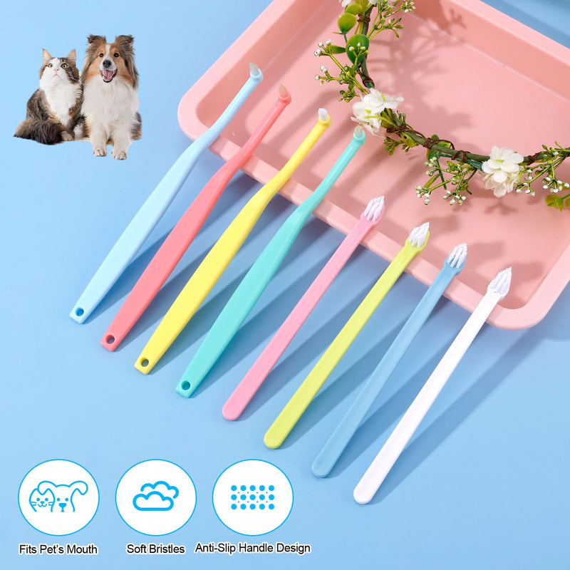 8pcs Small Dog & Cat Toothbrush, 2 Styles Soft Bristle Kitten Teeth Cleaning Brush Micro Head Pets Toothbrush Dental Care Supplies Accessories for Puppy Kitty Reduce Tartar Formation & Bad Breath - PawsPlanet Australia