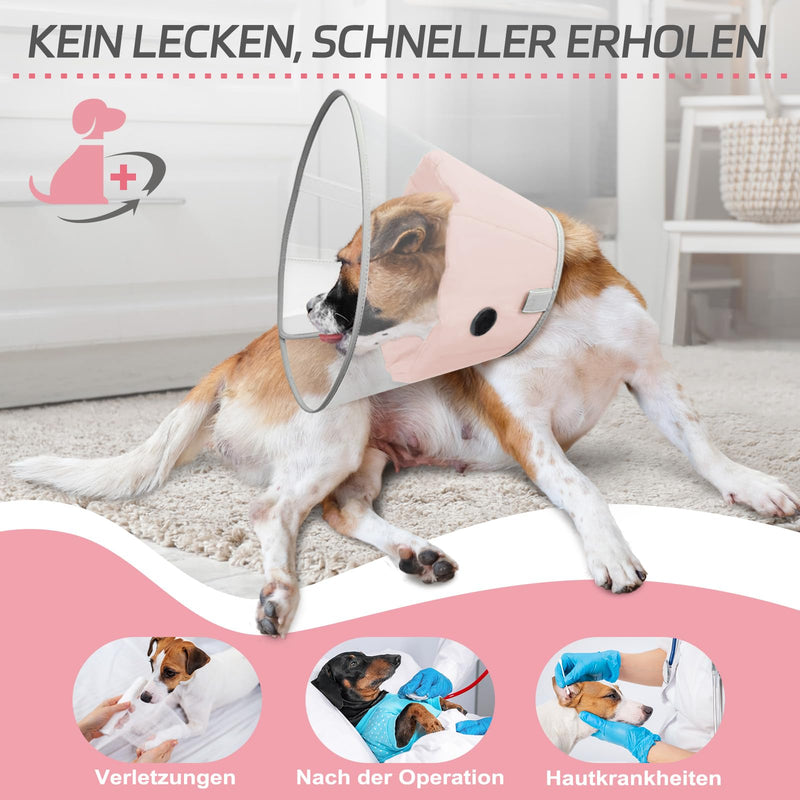 Supet Dog Collar to Prevent Licking with Soft Pad, Clear Elizabeth Recovery Cervical Collar After Surgery, Alternative Head Frill for Large, Medium and Small Dogs (Pink, 2XL)