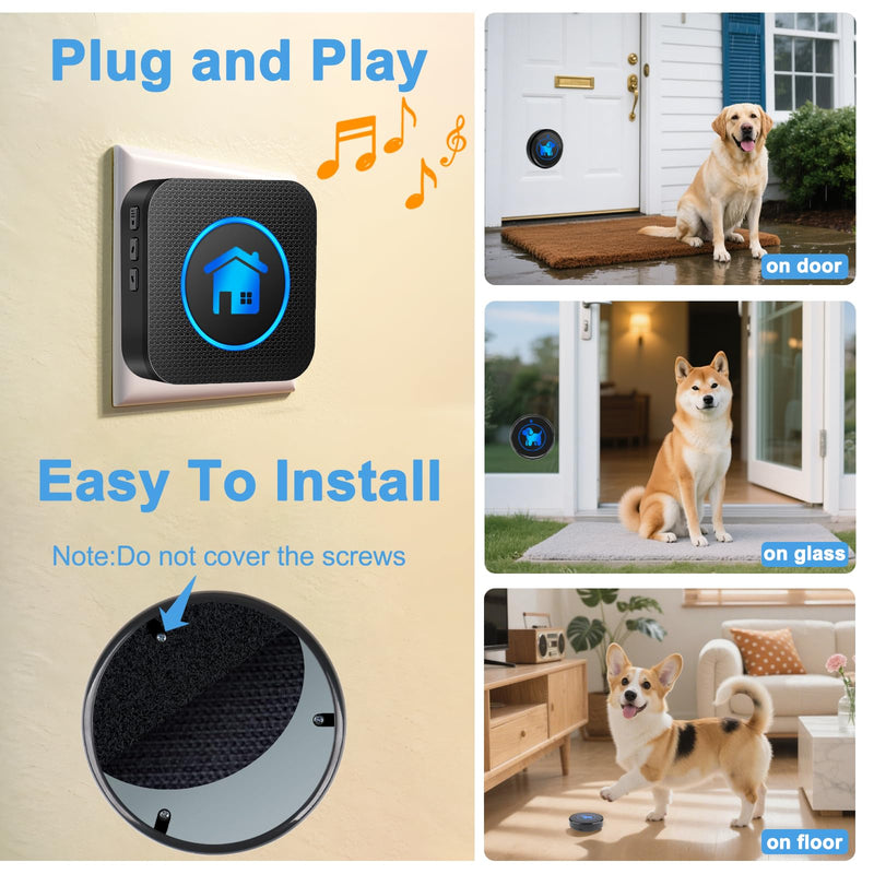 Dog Door Bell, Wireless Dog Doorbells for Potty Training – Dog Bells to Go Outside, 1000Feet Range, Waterproof Button, 55 Melodies & 5 Notification Modes (2 Buttons) 2 Buttons - PawsPlanet Australia