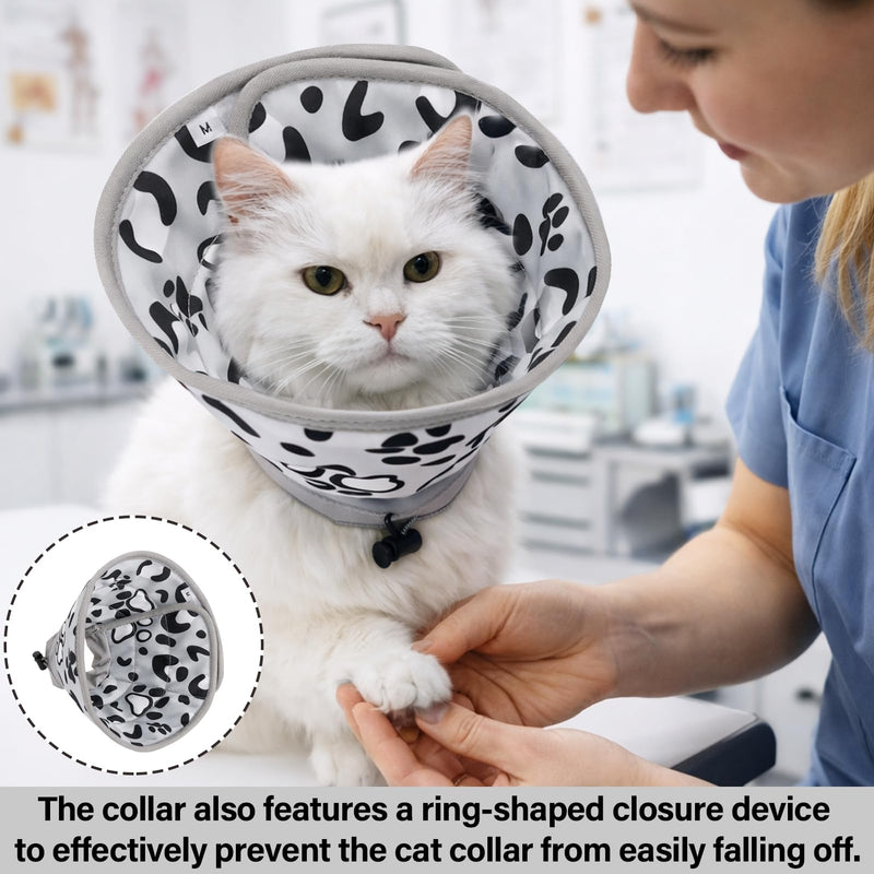 Cat Collar Soft, Adjustable Soft Recovery Cat Collar, Cat Collar for Puppies, Small Dogs and Cats, Prevents Licking (Grey, M)