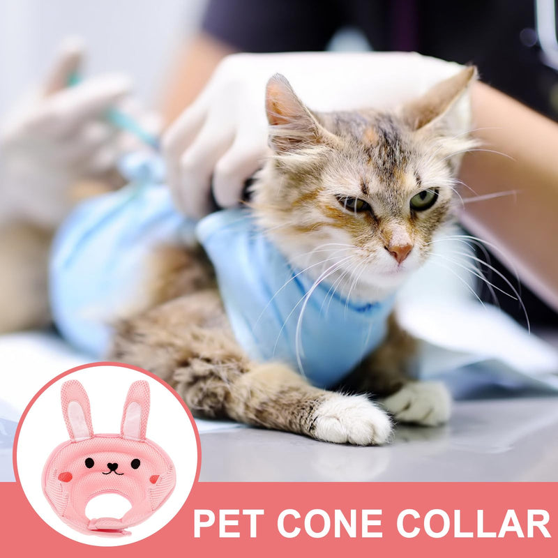 SEWACC Breathable Bunny Ear Recovery Cone made of Polyester for Cats Adjustable Protective Collar Prevents Licking and Biting After Surgery