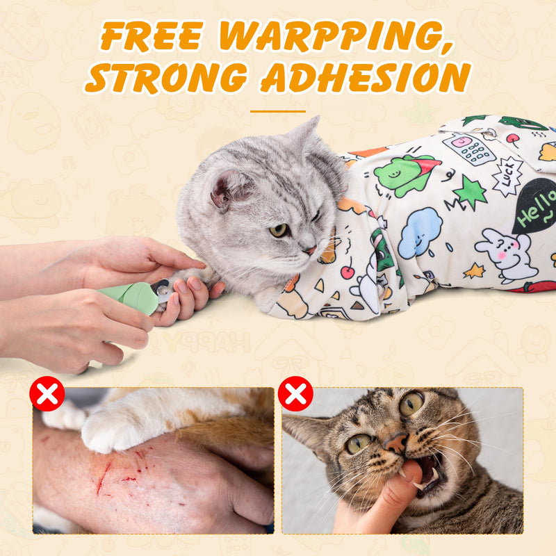 35.5 in Extra Large Cat Wrap for Cutting Nails, Self-Adhesive Cat Grooming Wrap Anti-Escape Cat Restraint for Nail Clipping Cat Swaddle Wrap Cat Wrapping Cloth for Pet Cleaning and Beauty White 35.5 inch