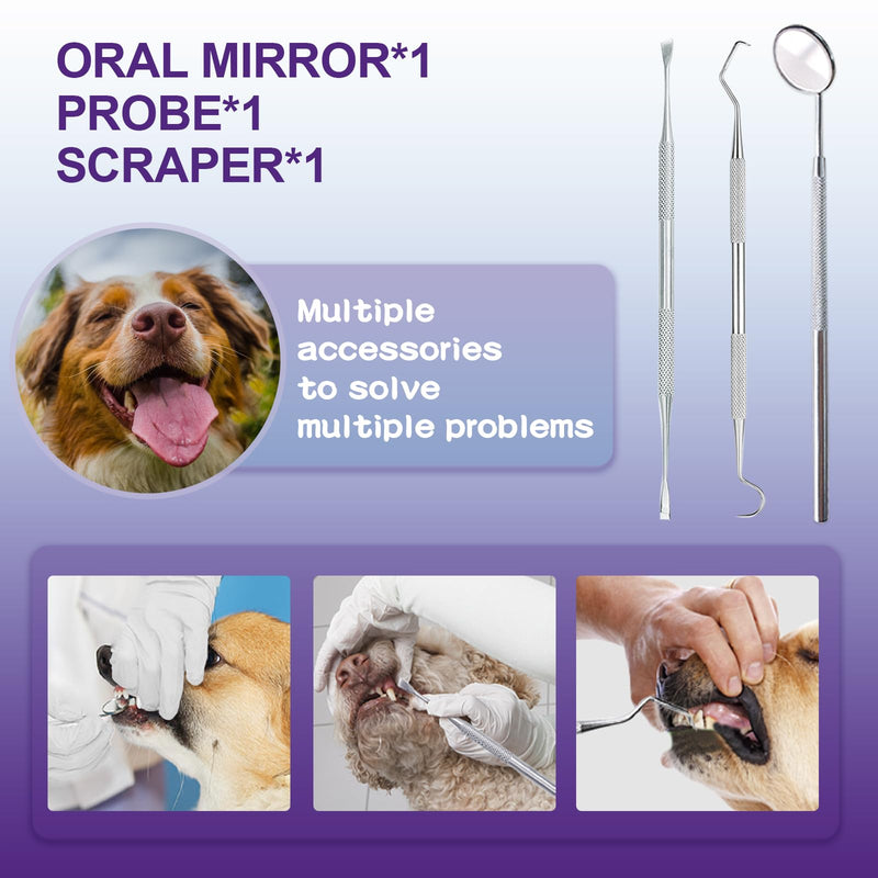 Dog Teeth Cleaning Kit-Dog Tooth Plaque Remover-Ultimate Pet Dental Care Kit - Ultrasonic Teeth Cleaner and Plaque Remover for Dogs | Complete Oral Hygiene Solution-Black Black - PawsPlanet Australia