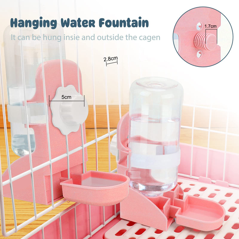 Rypet Rabbit Water Bottle No Drip - 17oz Hanging Water Fountain Automatic Dispenser Pet Cage Water Feeder for Bunny Chinchilla Guinea Pig Hedgehog Ferret Pink - PawsPlanet Australia