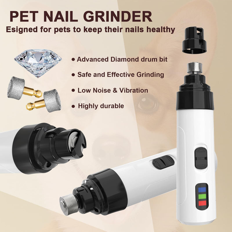 Dog Nail Grinder Upgraded,Professional 2-Speed Pet Nail Trimmer,Quiet and Low-Vibration Dog Nail Trimmers,and 3 Ports for Large,Medium,Small Pets with Hard or Thick Nail - PawsPlanet Australia