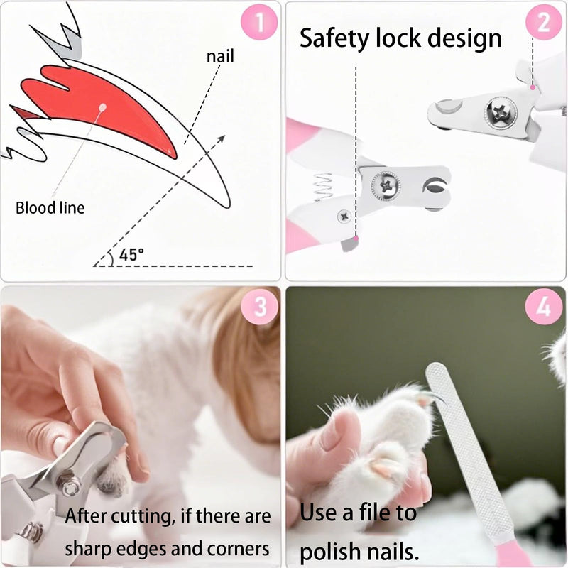 Zoocozy Cat Dog Nail Clippers and Trimmers, Pet Grooming Supplies with Safety Guard, Avoid Overcutting, Cat Dog Claw Care(Pink) Pink - PawsPlanet Australia