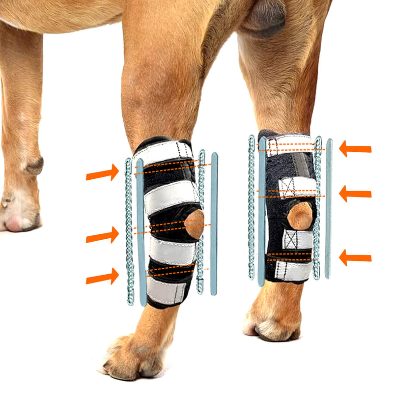 NeoAlly - 3-in-1 Long Rear Leg Hock Brace, Dog Leg Brace for Rear Leg with Rigid & Spring Inserts, Hock and Ankle Support, Dog Leg Sleeve with Reflective Straps, XL, 1 Pair X-Large