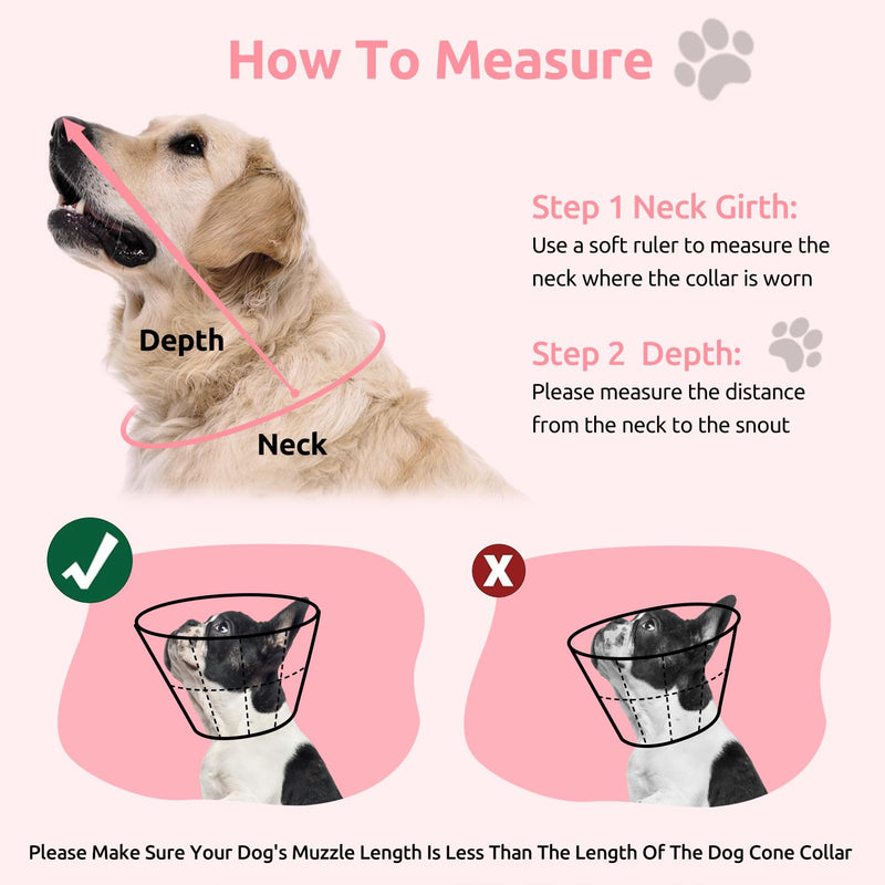 Dog Cone Collar - Soft Elizabethan Collar for Dogs After Surgery, Comfy Cone for Dogs to Stop Licking, Adjustable Dog Cone Alternative for Wound Healing (Pink M) Pink