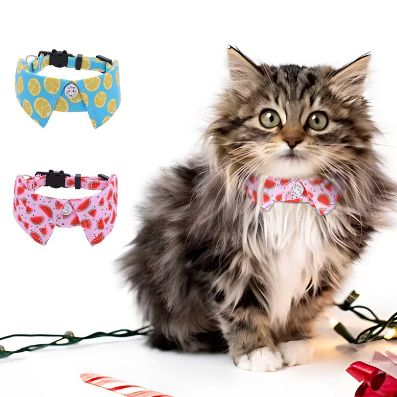 Campsis 2 Pack Breakaway Cat Collars Furit Pattern Cat Collar Safety Adjustable Flower Kitten Collar with Removable for Boy Cats and Girl Cats (Fruits pattern) Fruits pattern - PawsPlanet Australia