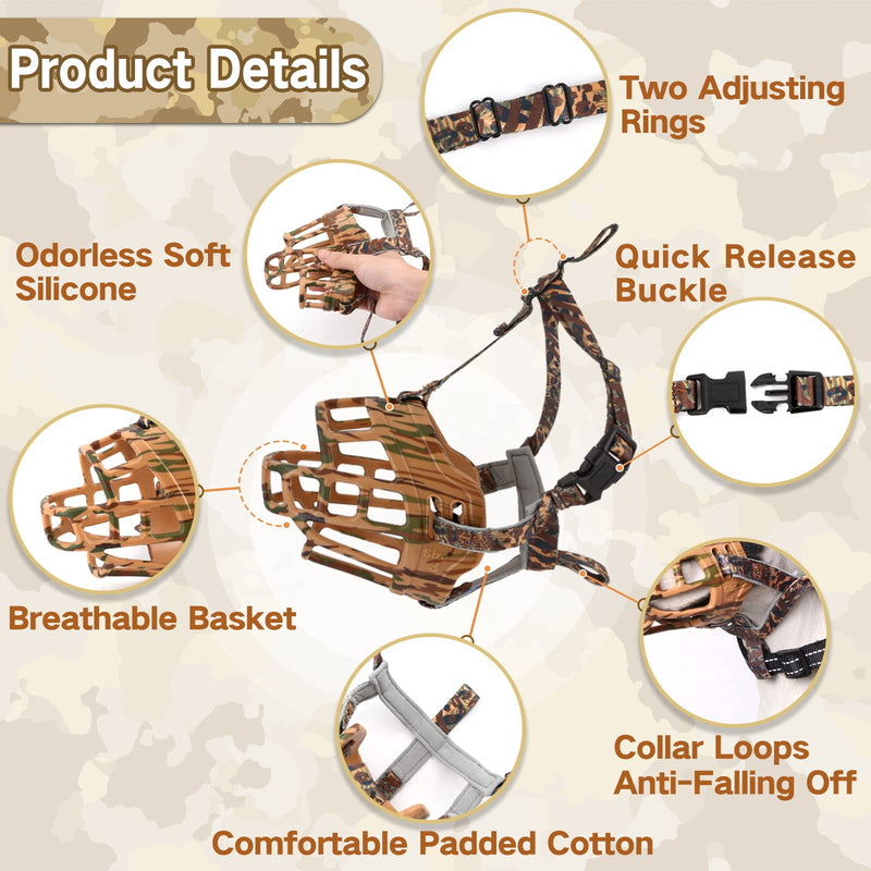Basket Dog Muzzle for Prevent Biting – Breathable & Adjustable Muzzle for Large, Medium & Small Dogs Allows Panting, Drinking & Treats Perfect for Grooming, Training & Reactive Dogs, Brown, Size 4 - PawsPlanet Australia