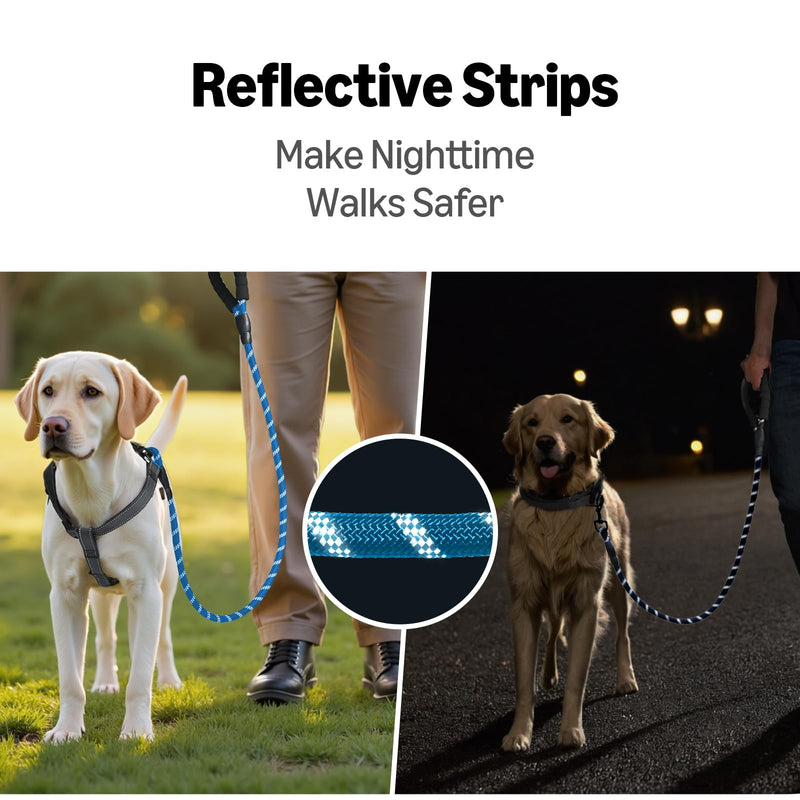 Amazon Basics Round Dog Leash, Heavy Duty, Durable Rope for Small, Medium, and Large Dogs, Lightweight Design for Walking, Training, and Outdoor Activities, Blue, 6 Ft