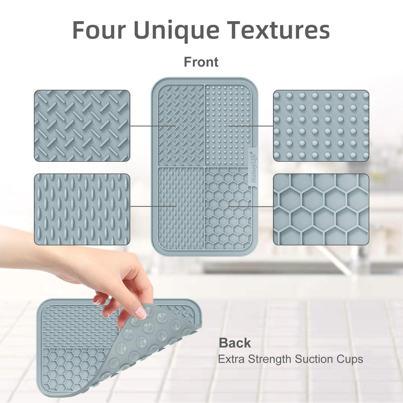 MateeyLife 2PCS Large Lick Mat for Dogs and Cats with Suction Cups, Dog Lick Mat for Anxiety Relief, Dog Toys to Keep Them Busy, Dog Enrichment Toys for Bathing, Cat Peanut Butter Lick Pad for Boredom 9.9'' × 6'' Gray&Beige - PawsPlanet Australia