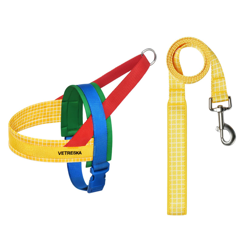 VETRESKA MoMA Dog Harness and Leash Set, Easy Walk Dog Harness for Small Medium Dogs, No Pull Puppy Harness for Walking and Training, Adjustable, Take Control & Anti-Twist Pet Lead Combo(Yellow, XS) XS(Chest: 16.9"-22") Chroma Yellow - PawsPlanet Australia