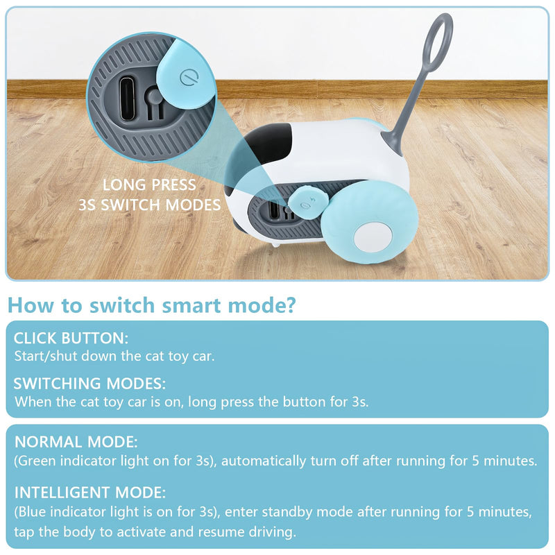 Remote Control Smart Electric Cat Toy Car, Interactive Cat Toys for Indoor Cats, Teazys Cat Toy Turbo Tail 2.0, Automatic Moving Mouse Cat Chase Toys for Bored Indoor Adult Cats Kittens White - PawsPlanet Australia