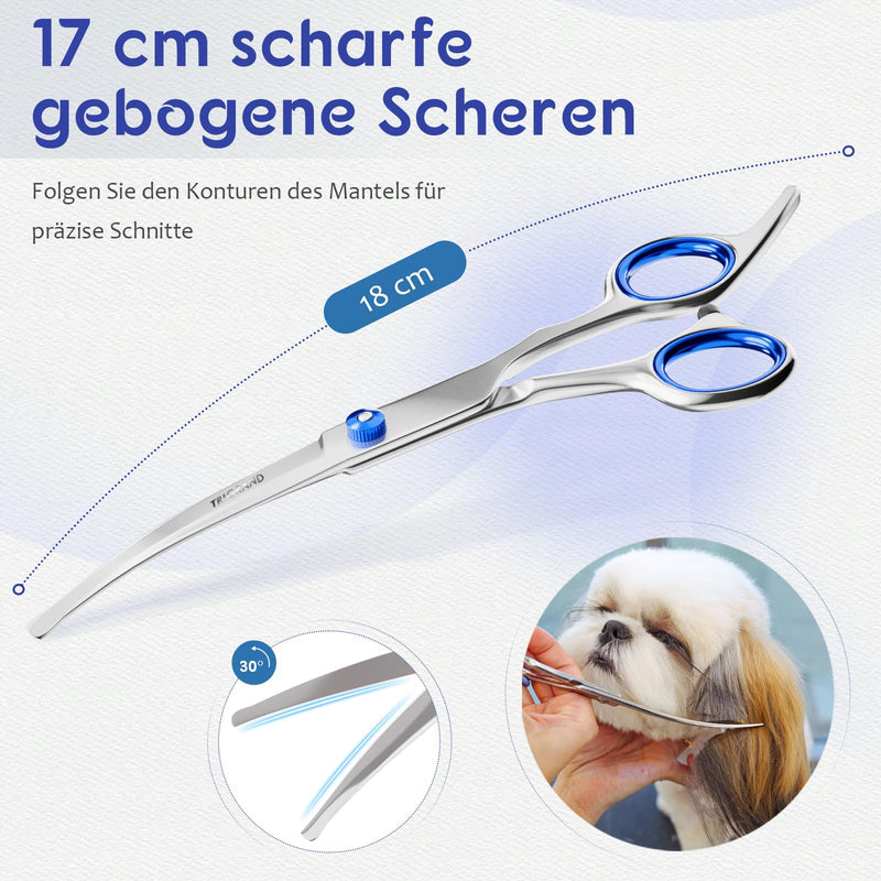 Dog Grooming Scissors, Rust-Resistant Steel, Professional Dog Scissors Grooming with Safe Rounded Tips, Ergonomic Handle, One-Piece Design,Professional Hair for Trimming Face, Paws &Tail Blue [5-in-1]