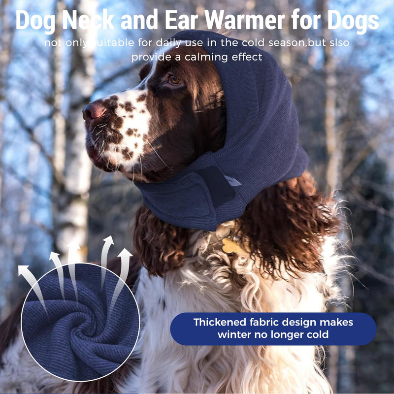 Dog Ear Cover,Dog Snood Ear Muffs Noise Protection,Ear Wraps Protectors Headband for Anxiety Relief,Calming Hoodie for Pet Neck and Ears Warmer,Soothing Head Cover Blue M