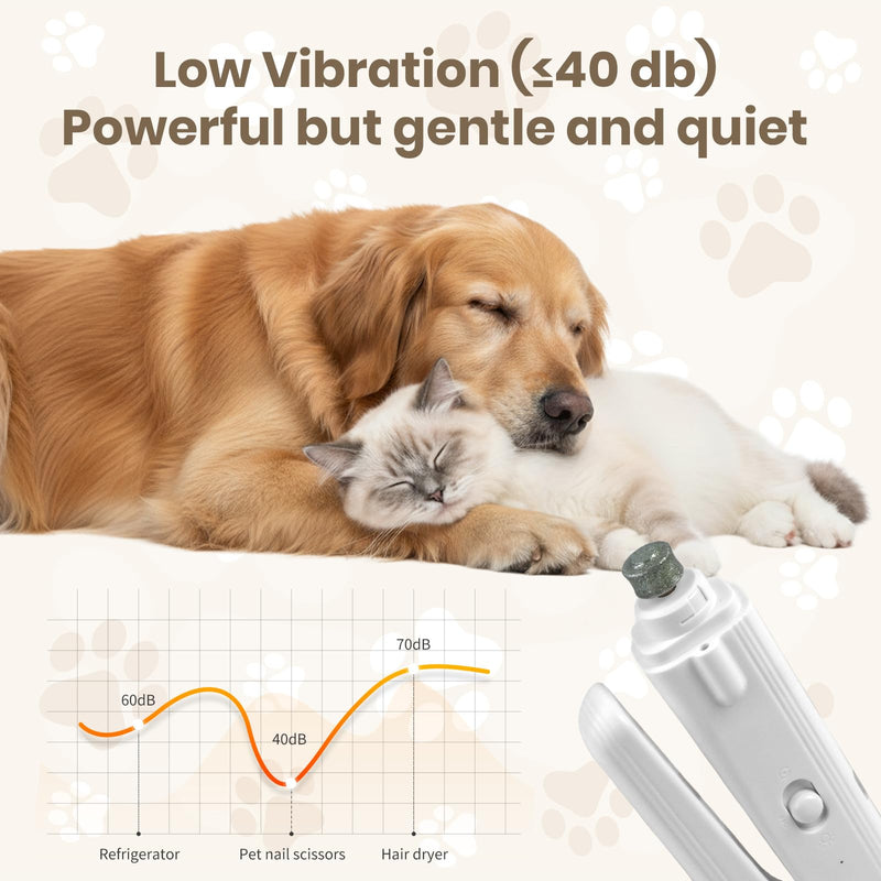 2-in-1 Dog Nail Clipper and Grinder with LED Light, USB Rechargeable Quiet Electric Pet Nail Trimmer for Dogs Cats with Safety Guard - PawsPlanet Australia