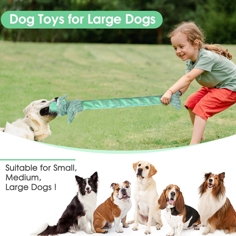 Large Squeaky Dog Toys and Interactive Dog Tug-of-War Toy, Tough Plush Dog Toy, Cute Puppy Toys, Pet Chewable Toys Plaything for Small Medium and Large Dogs Sage Green Hippo - PawsPlanet Australia