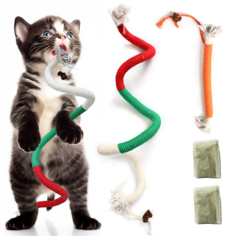 27.56&7.87 inches Big Cat Chew Toys for Indoor Cats,Huge Catnip Toy for Teeth Cleaning, Interactive Cat Nip Teething Rope Toys for Cats Kittens Kitty, 2 Pack (Plus 2 Packs of Catnip) Small&Large 2 Pack - PawsPlanet Australia