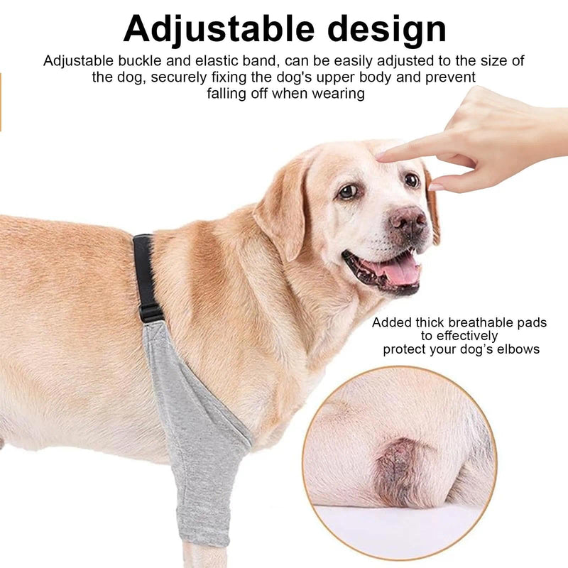 Pack of 2 Adjustable Elbow & Knee Support for Dogs, Breathable Mesh Joint Protectors with Fastening, Support Bandage for Dogs for Arthritis, Lameness & Post Surgery, Black/Grey