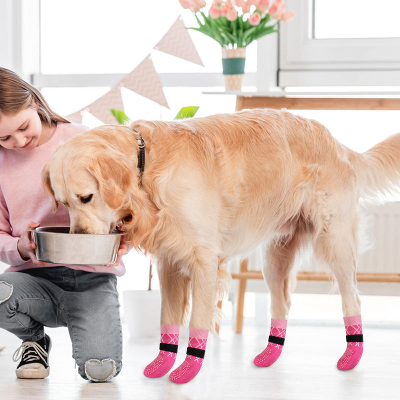 BEAUTYZOO Dog Socks to Prevent Licking Paws for Hardwood Floors Anti Slip, Dog Shoes Booties for Hot/Cold Pavement,Grippy Boots & Paw Protectors Traction Control for Small Medium Large Senior Dogs S/M(Pack of 6) Rose - PawsPlanet Australia