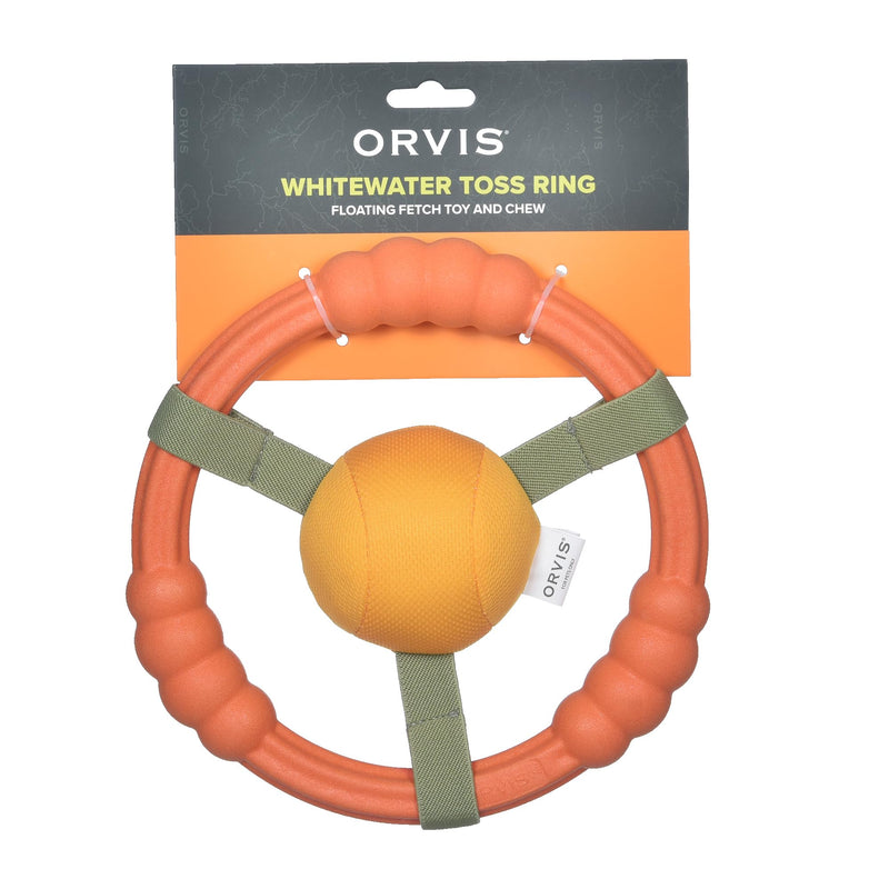 Orvis Dog Whitewater Toss Ring Floating Fetch Toy and Chew; High Visibility Wheel Shaped Frisbee Dog Toy - Floats in Water, Quick Dry, Easy to Clean, Squeaky Toy for Large Dogs, Aggressive Chewers 8 Inch - PawsPlanet Australia