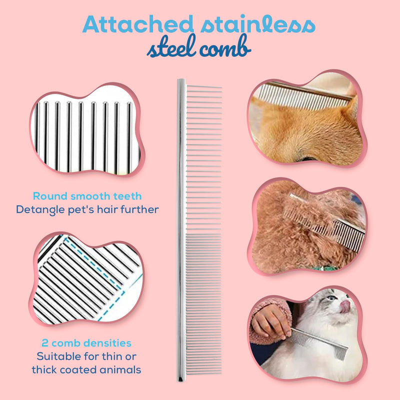 Sinko Undercoat Rake and Brush for Dogs and Cats - Deshedding Tool for Double Coats, Shedding Control (Brush and Comb) Brush and Comb - PawsPlanet Australia