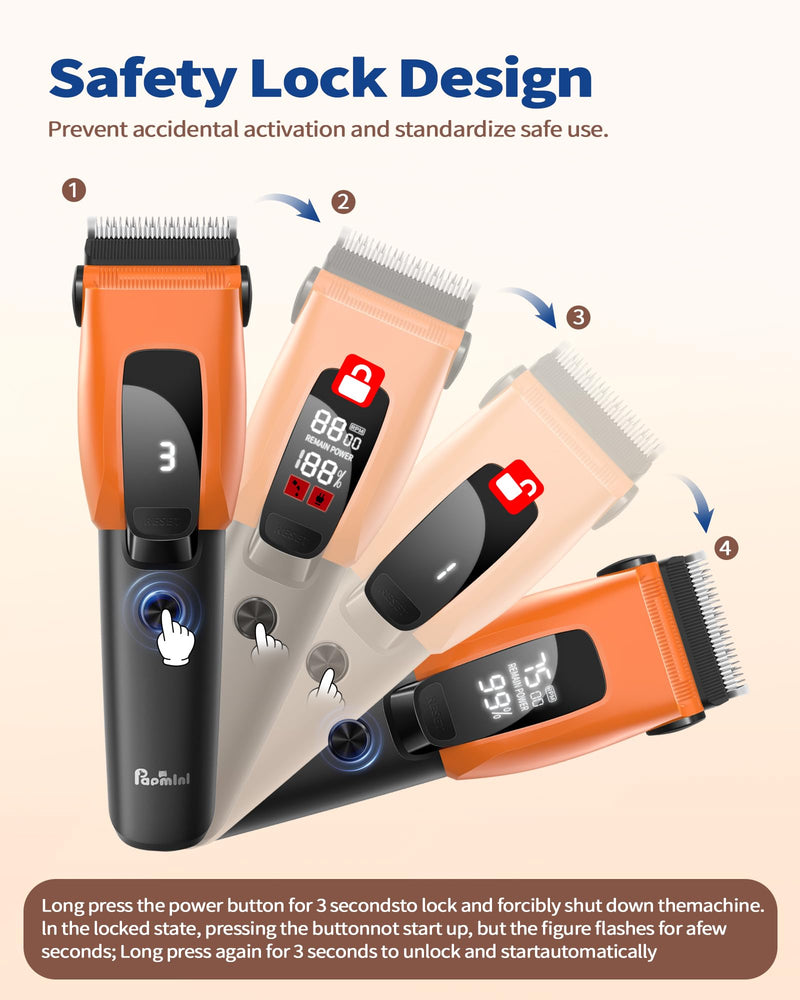 Dog Grooming Kit for Thick Heavy Coats,Dog Clippers for Grooming with LED Display,Heavy Duty Rechargeable Dog Trimmer,Dog Grooming Supplies with Storage Bag,Quiet Cordless Shaver for Cats Pets Orange - PawsPlanet Australia