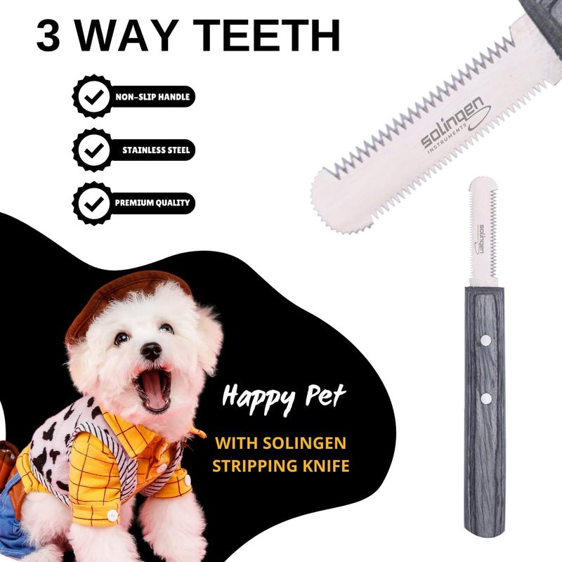 Professional Stripping Knife Kit (7 Pieces Set) for Dogs & Pets – Right-Handed, Wooden Handle Grip with Stainless Steel Blade – Grooming Tool for Removing Loose Fur & Enhancing Coat Health - PawsPlanet Australia