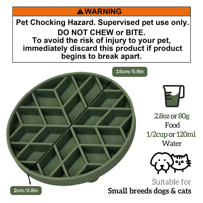 OHMO Slow Feeder Dog& Cat Bowl, Silicone Puppy Cat Food Bowl with Anti-Slip Suction Cup Slow Down Small Dogs Eating, Anti Choking (S-Diamond,Camo Green) Camo Green Diamond-S(5.9“) - PawsPlanet Australia