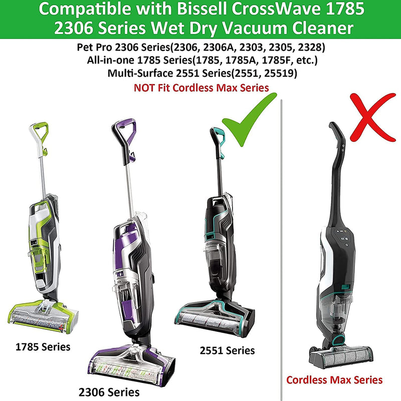 for Bissell CrossWave Pet Pro 2306A CrossWave 1785 Series Replacement Parts 4 Pack 2460 Multi-Surface Pet Pro Cleaner Brush Rolls Tangle-Free+4 Pack 1866 Vacuum Filters Part 1613568 1608684 4+4 Green - PawsPlanet Australia