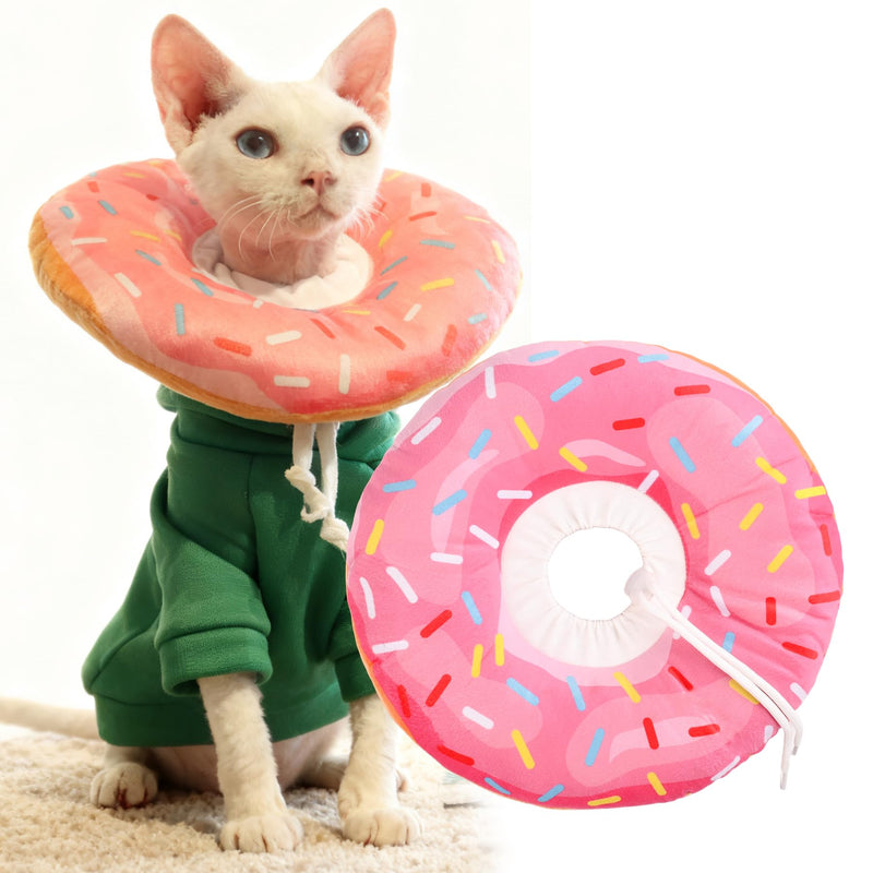 Cat Cone Collar Soft, Comfortable Cat Donut Collar After Surgery, Adjustable Elizabethan Recovery Collars & Cones to Stop Licking, Lightweight Neck Collar Soft Cone for Cats Kitten (Pink, Small) Pink S