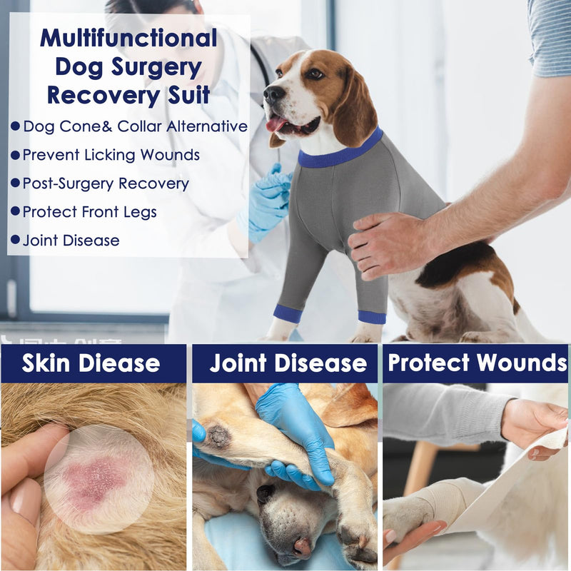 AOFITEE Dog Surgery Recovery Suit, Breathable Dog Front Recovery Sleeve Right Left Leg, Prevent Licking Dog Elbow Brace Protactor for Male Female Dogs, Dog Sleeves for Joint Pain Dog Cone Alternative Small Grey - PawsPlanet Australia