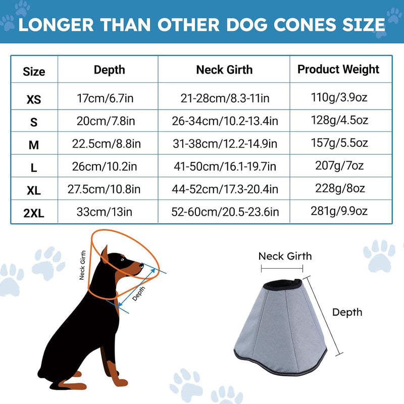 Dog Cone Collar for Dogs After Surgery Extra Long, Adjustable Comfy Dog Elizabethan Pet Collar Cone for Large Dogs Anti-Lick Protective Wound (L (Neck Girth: 16.1-19.7in)) L (Neck Girth: 41-50cm) - PawsPlanet Australia