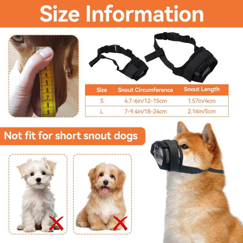 2 Pack Dog Mouth Guard, Adjustable Dogs Muzzles Dog Muzzles to Prevent Biting, Mussle to Stop Biting, Barking and Chewing Perfect for Small, Medium Large Dogs, Allows Panting Drinking (Black) - PawsPlanet Australia