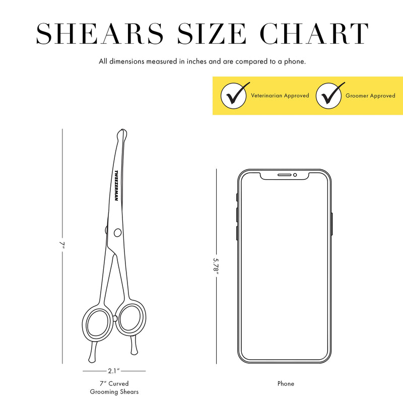 Tweezerman 7" Pet Grooming Scissors with Safety Round Tips, Professional Curved Grooming Shears for Dogs and Cats 7" Shears - PawsPlanet Australia