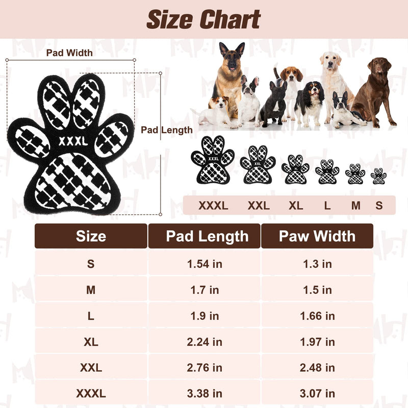 BEAUTYZOO Dog Paw Protectors Grip Pads Anti-Slip Traction for Small Medium Large Dogs on Hardwood Floors Hot Pavement, Dog Grip for Senior Dogs Injury Protection for Paws 6 Sets 24 Pads XXXL (L 3.38in x W 3.07in) - PawsPlanet Australia