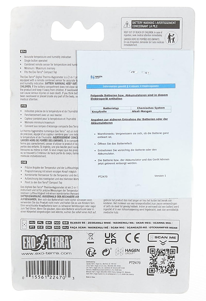 Exo Terra Digital Combination Thermometer/Hygrometer - PawsPlanet Australia