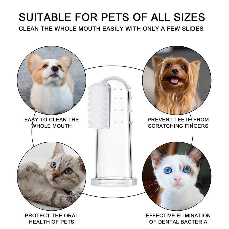 BLMHTWO 5 Pieces Dog Tooth Brushing Kit Finger Toothbrush for Dogs Cat Puppy Toothbrush with Silicone Bristles and 16 Round Particles Thickened Silicone-Layer Transparent Dog Toothbrush for All Pets - PawsPlanet Australia