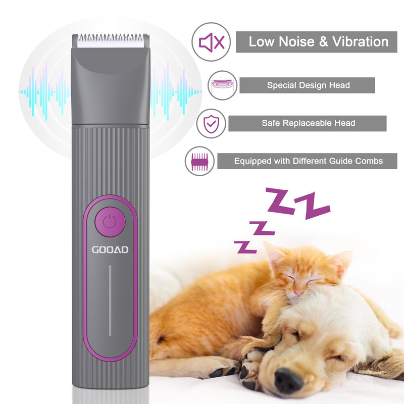 Cat Clippers Grooming Kit for Matted Hair -4 in 1 Low Noise Paw Trimmer Nail Grinder,Cordless Cat Shaver for Long Hair,Trimmer Also for Pet Hair Around Paws, Eyes, Ears, Face, Rump Purple - PawsPlanet Australia