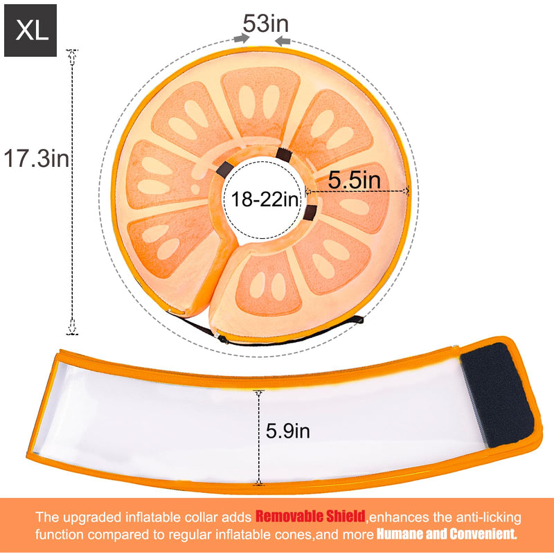 Inflatable Dog Cone Collar for Large Medium Small Dogs, Soft Dog Donut Collar Adjustable Recovery Cone for Pets After Surgery, Extra Enhanced Anti-Licking Guard Shield for Pets (X-Large, Orange) X-Large - PawsPlanet Australia