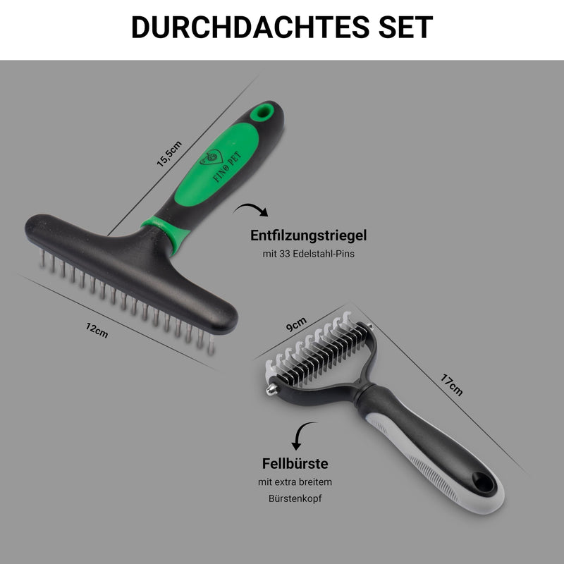 Set of 2 with Various Undercoat Brush/Undercoat Brush and Curry Comb, Long Hair Short Hair Undercoat Brushes, Pet Hair Remover, Dog Comb, Cat Comb, Cat Brush, Dog Brush 2er Set mit Fellkamm und Entfilzungsstriegel - PawsPlanet Australia