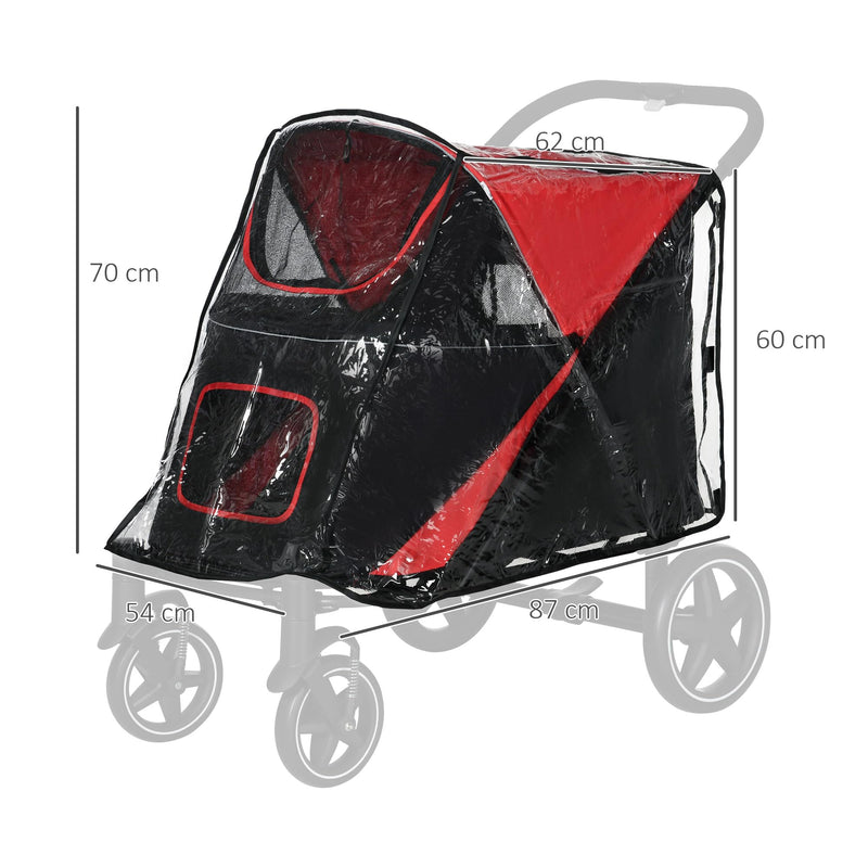PawHut Dog Stroller Rain Cover, Cover for Dog Pram Buggy for, Large, Medium Dogs - PawsPlanet Australia