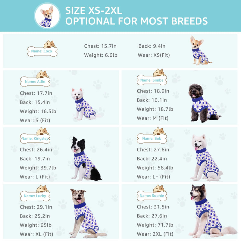 Recovery Suit for Dogs, Dog Recovery Suit Male Female Post Spay, Neuter, Abdominal Surgery Recovery Suit with an Inner Layer Pocket, Prevent Licking Soft Breathable Cotton, Blue, S - PawsPlanet Australia