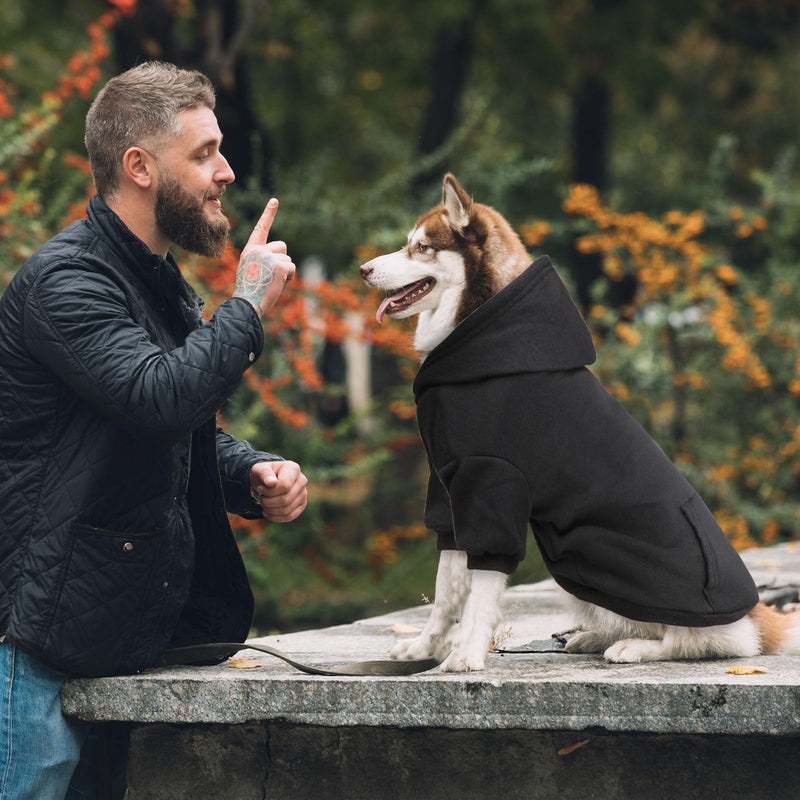 Dog Sweaters for Large Dogs Dog Hoodie Fleece Dog Sweater Soft Dog Clothes Sweatshirt with Pocket Dog Hoodie for Large Dogs(Black&XL) X-Large Black - PawsPlanet Australia