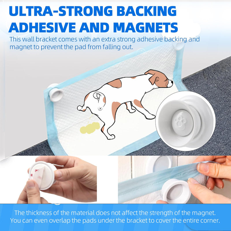 (4-Pack) Potty Training Pad Magnetic Holder Compatible with Any Size of Puppy Pee Pads Perfect for Leg-Lifting Marking Dogs, Strong Magnets Will Stick on Most Flat Surfaces - White Paw Claw 4 - PawsPlanet Australia