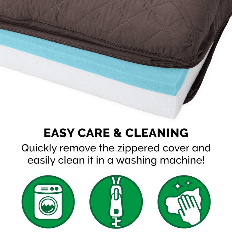 Furhaven Cooling Gel Dog Bed for Medium/Small Dogs w/ Removable Bolsters & Washable Cover, For Dogs Up to 35 lbs - Quilted Sofa - Coffee, Medium Coffee (Quilted) - PawsPlanet Australia