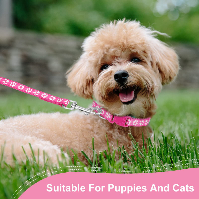 BOUMUSOE 2 Packs Dog Collar and Leash Set, Puppy Collar and Lead Set Quick Release Buckle Adjustable Paw Print Puppy Collar Soft Nylon Pet Collar for Puppy Small Dogs - PawsPlanet Australia