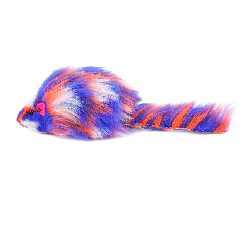 CHIWAVA 6PCS 3.1" Long Haired Furry Mice with Rattle Gradient Color Small Cat Toy Mouse Kitten Interactive Toy